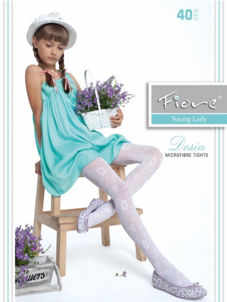 Fiore - Elegant childrens tights with flower pattern Dosia 40 denier