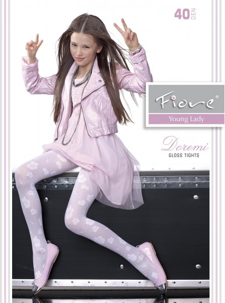 Fiore - Collants élégants brillants enfants avec motif fleur Doremi 40 denier