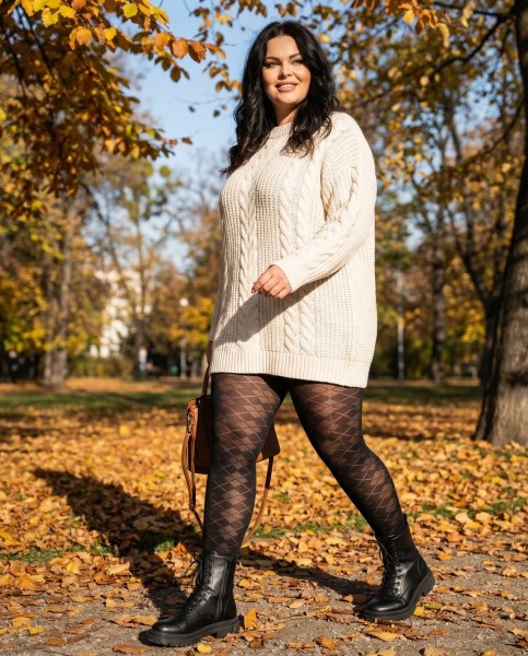 Glamory - Collants opaques de 70 deniers en grande taille avec motif losange et effet mat