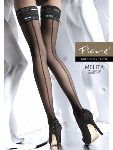 Fiore - Beautiful patterned hold ups with decorative lace Melita 20 denier