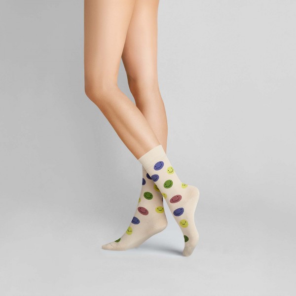 Hudson - Chaussettes en coton unisexes douces et chaudes avec des emojis souriants