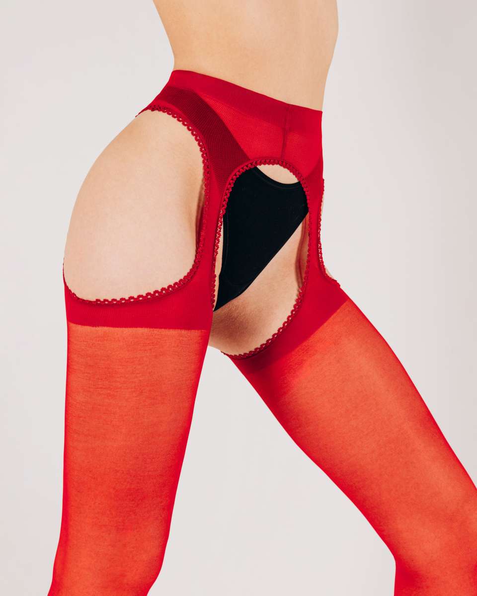 panty_loveの画像 Giulia Strip Panty - Collant transparent avec porte-jarretelles incorporé  et avec couture arrière