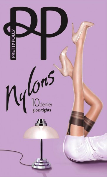Pretty Polly - Nylons Collant à bretelles brillantes de 10 deniers