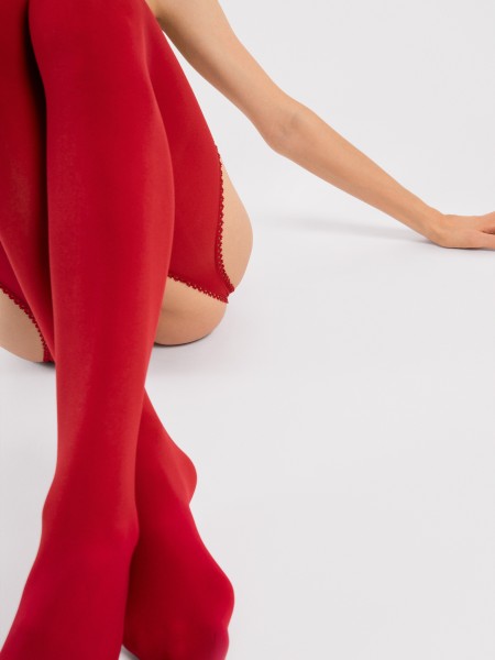 Fiore Diavola - Collant opaque avec porte-jarretelles incorporé