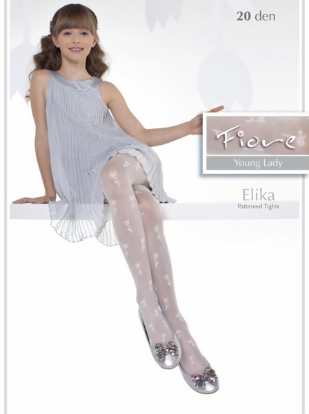 Fiore - Elegant childrens tights with flower pattern Elika 20 denier