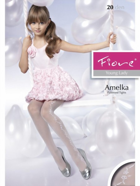 Fiore - Elegant childrens tights with flower pattern Amelka 20 denier