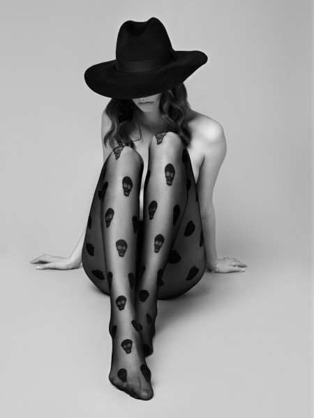 Fiore - Collant transparent d'Halloween avec motif tête de mort