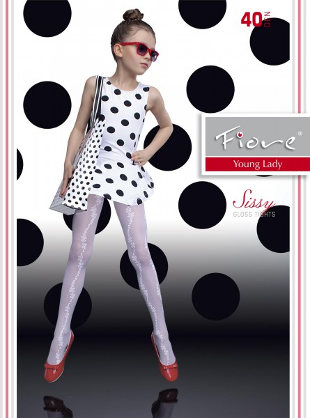 Fiore - Collants élégants brillants pour enfants avec motif fleur Sissy 40 denier