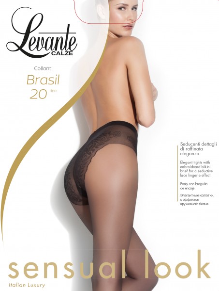 Levante - 20 denier elegant high cut bikini brief top tights Brasil