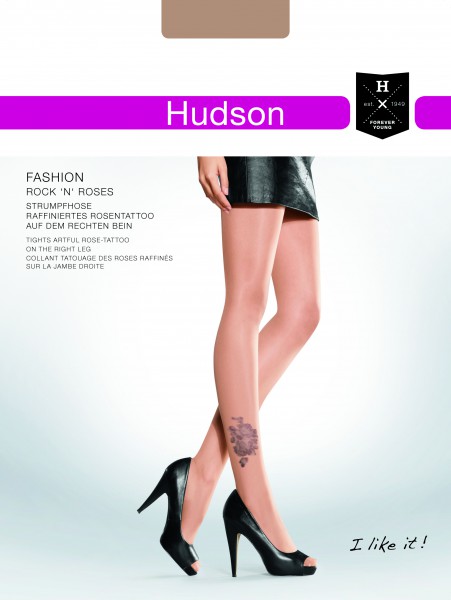 Hudson - Collants à effet de tatouage tendance avec imprimé rose