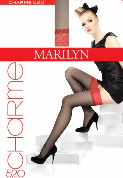 Marilyn - Hold ups with red lace top Charme 15 denier