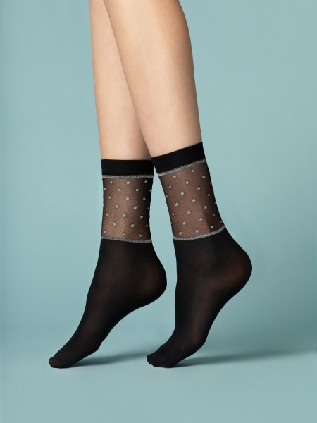 Fiore - Chaussettes avec motif à pois et beaux détails en lurex brillant