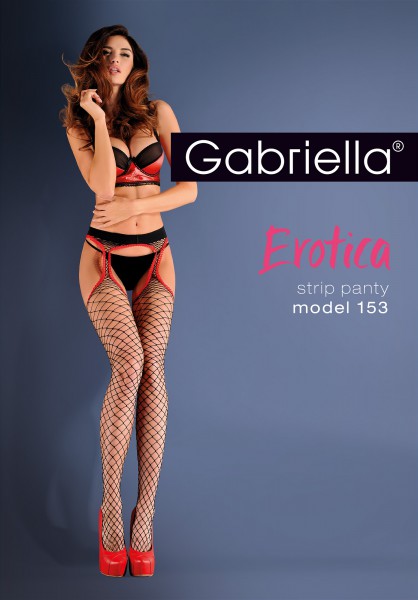 Gabriella Strip Panty - Collant résille avec porte-jarretelles incorporé
