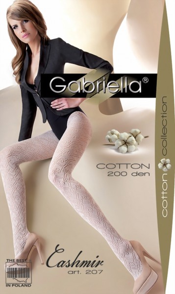 Gabriella - Elegant patterned cotton tights Cashmir, 200 den