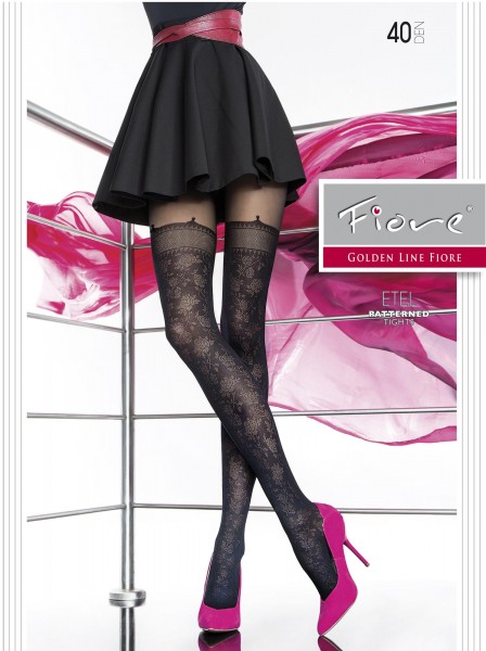 Fiore - Collants résistants avec motifs floraux Etel 40 DEN