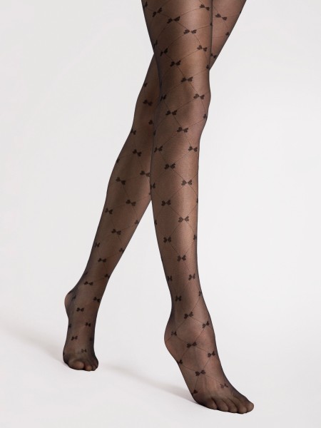 Fiore - Collant 20 deniers avec motif losange et nœud