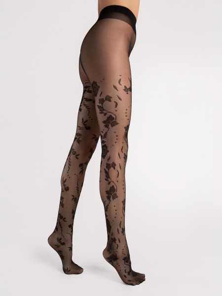 Fiore - Collant 20 deniers à motif floral, très romantique et élégant