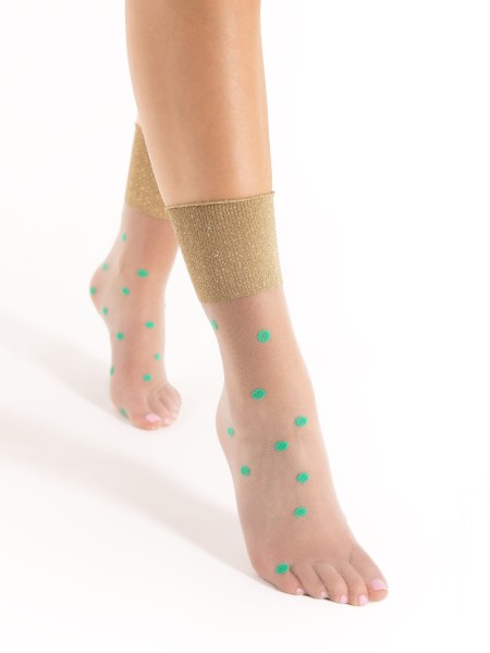Fiore - Chaussettes avec motif à pois et beaux détails en lurex brillant
