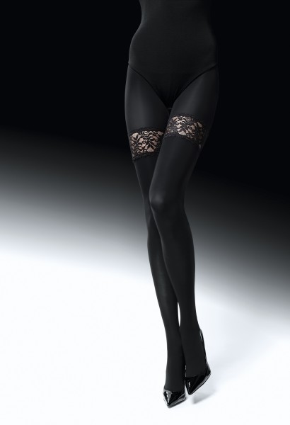 Knittex - Mock hold up tights with lace Risky Game