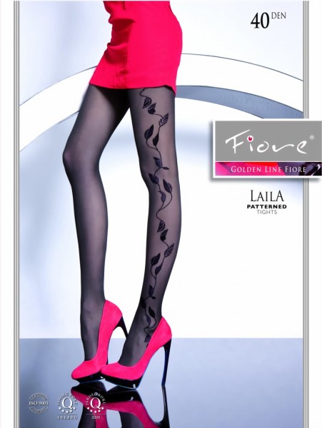 Fiore - Elegant tights with floral pattern Laila 40 DEN