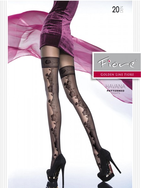 Fiore - Collants sensibles avec motifs floraux La Havane 20 DEN